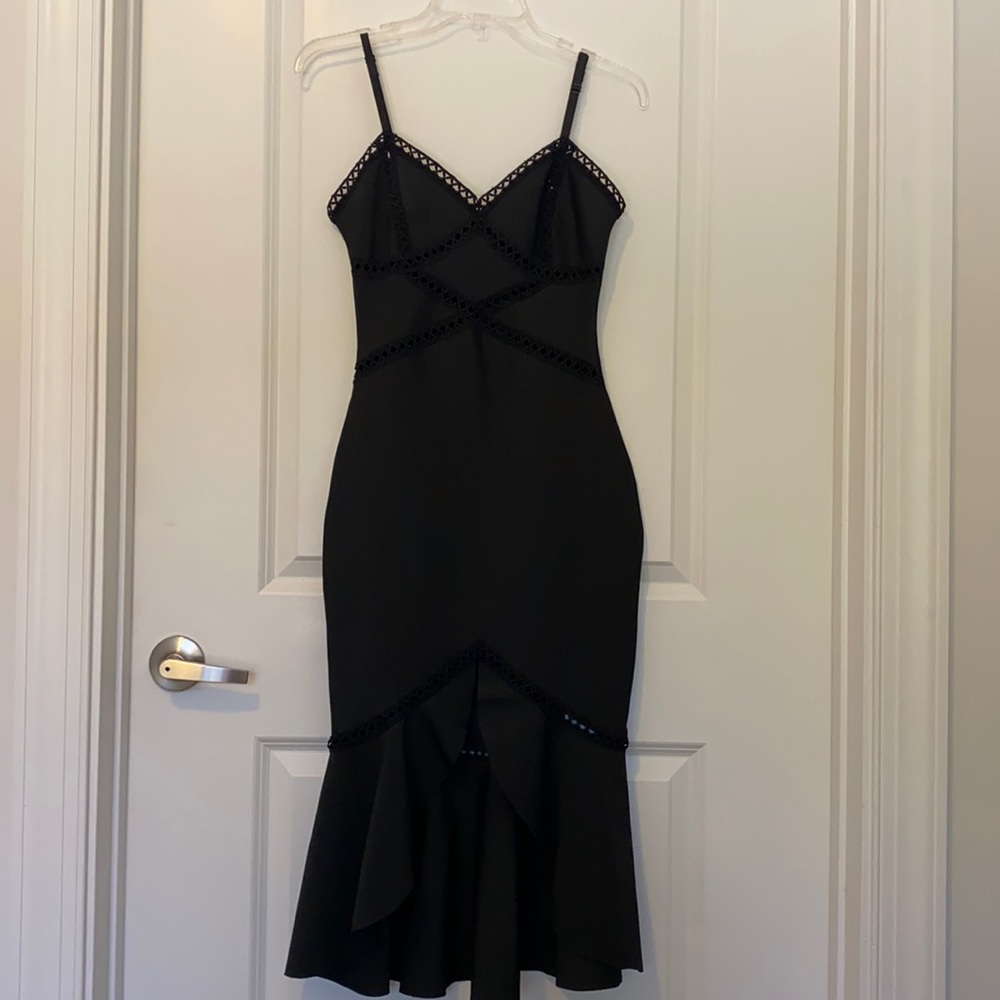 MISSGUIDED Black Bandage Fishtail Dress - Size 2